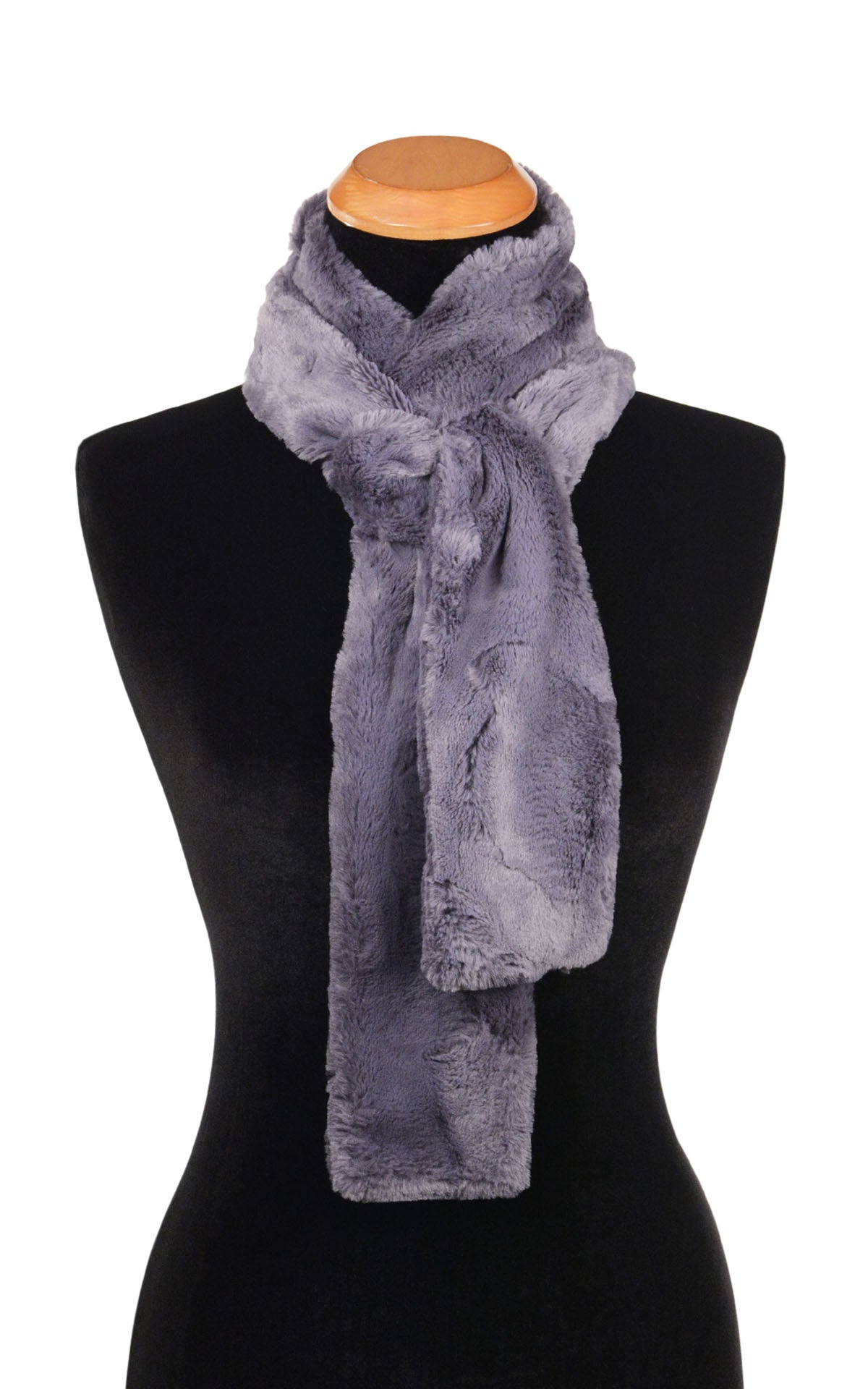 Classic Skinny Scarf / Show in Cuddly Faux  fur in Cool Gray | By Pandemonium Seattle