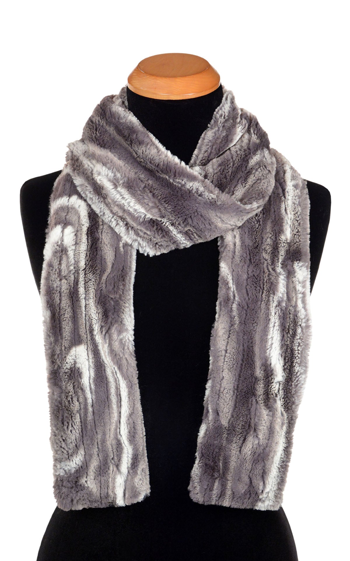 Classic Skinny Women&#39;s Scarf Marble Dune in Gray Faux Fur in by Pandemonium Millinery