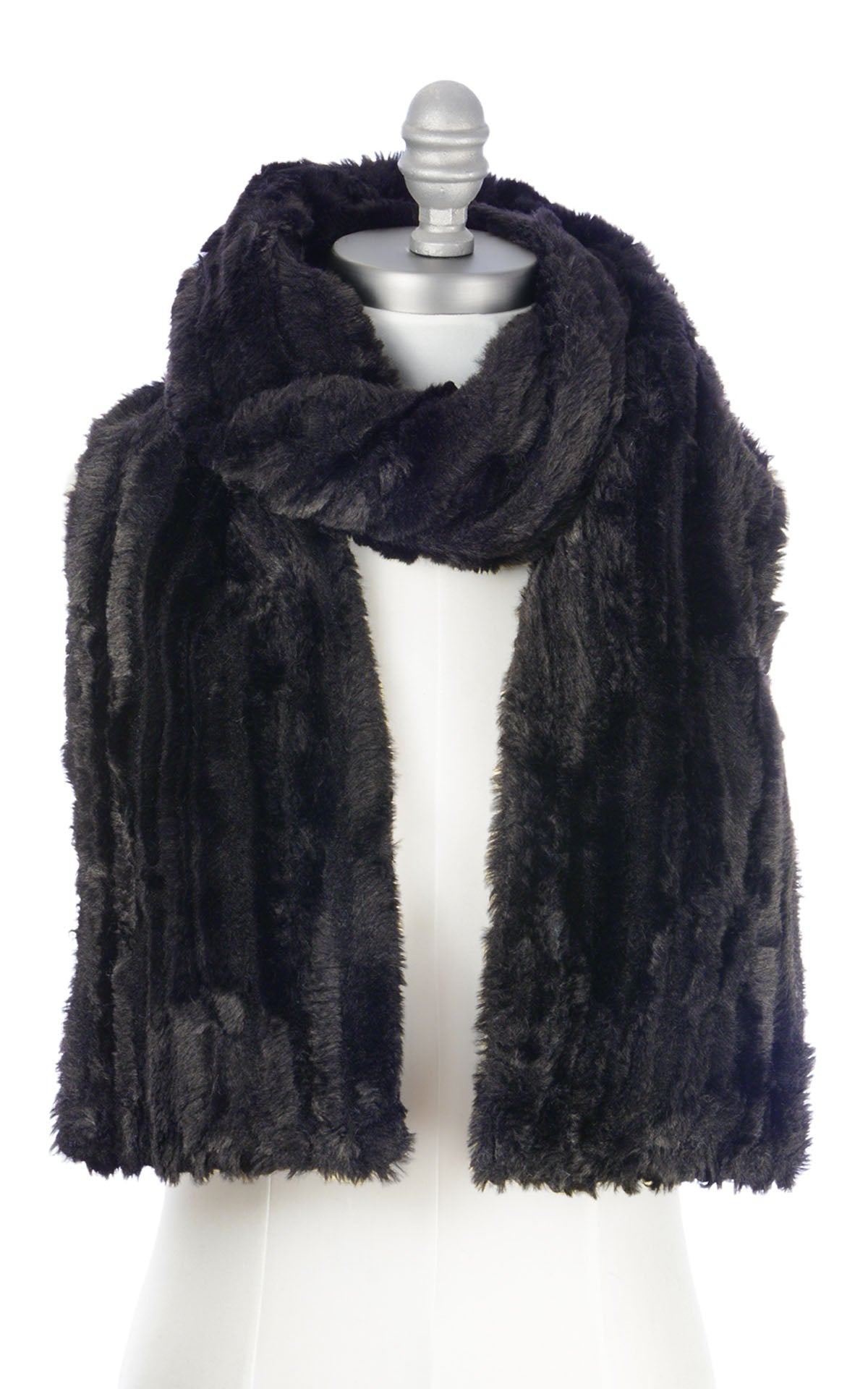 Men&#39;s Classic Standard Scarf | Cirrus Faux Fur in Shadow | Handmade in Seattle WA USA | By Pandemonium  MIllinery