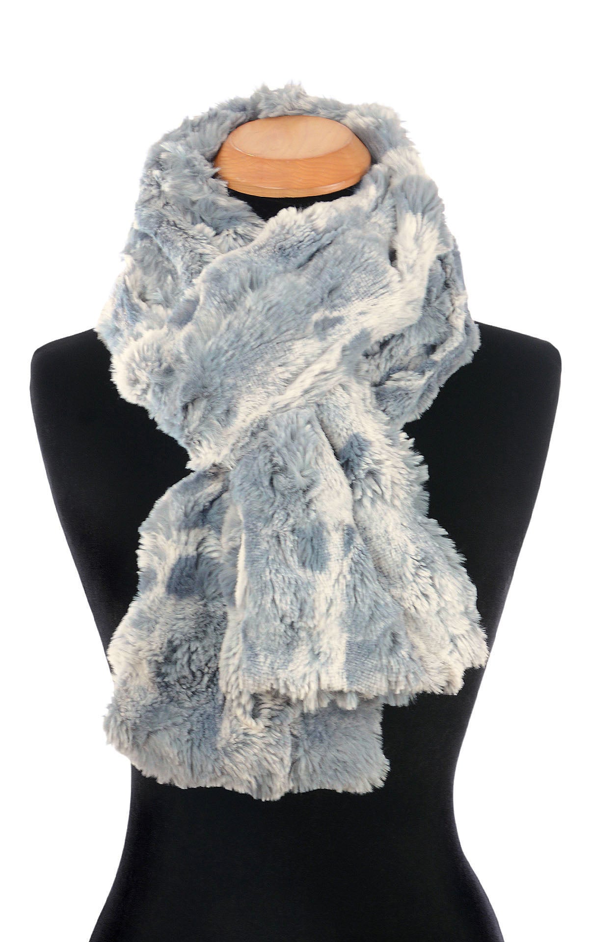 Classic Scarf | Cloudwalk Faux Fur In Blue Mist | Styled using a Slip knot | Handsewn in Seattle WA USA |  By Pandemonium 