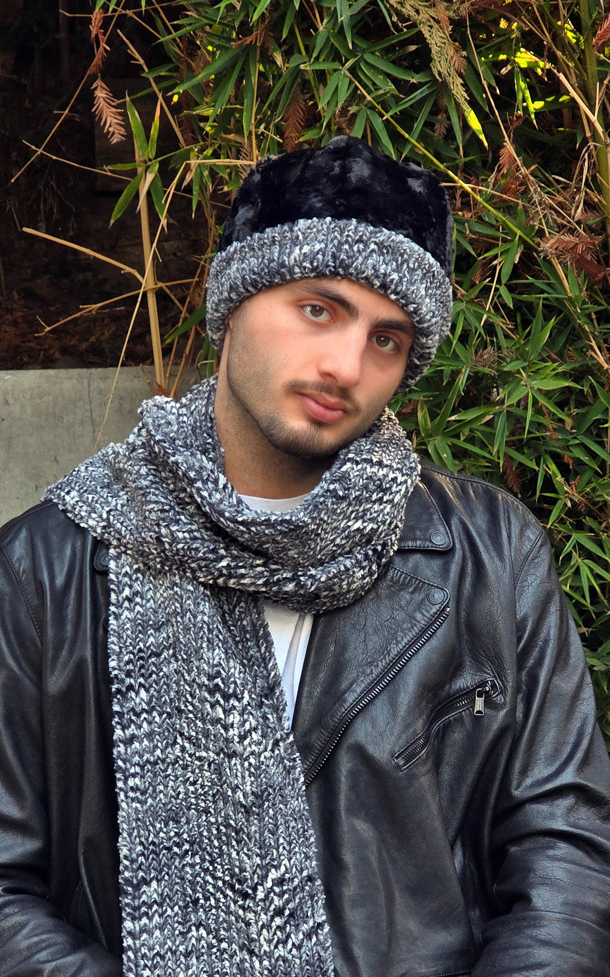 Model wearing Classic Scarf | Cozy Cable Faux Fur | Handmade in Seattle, WA, USA | By Pandemonium MIllinery