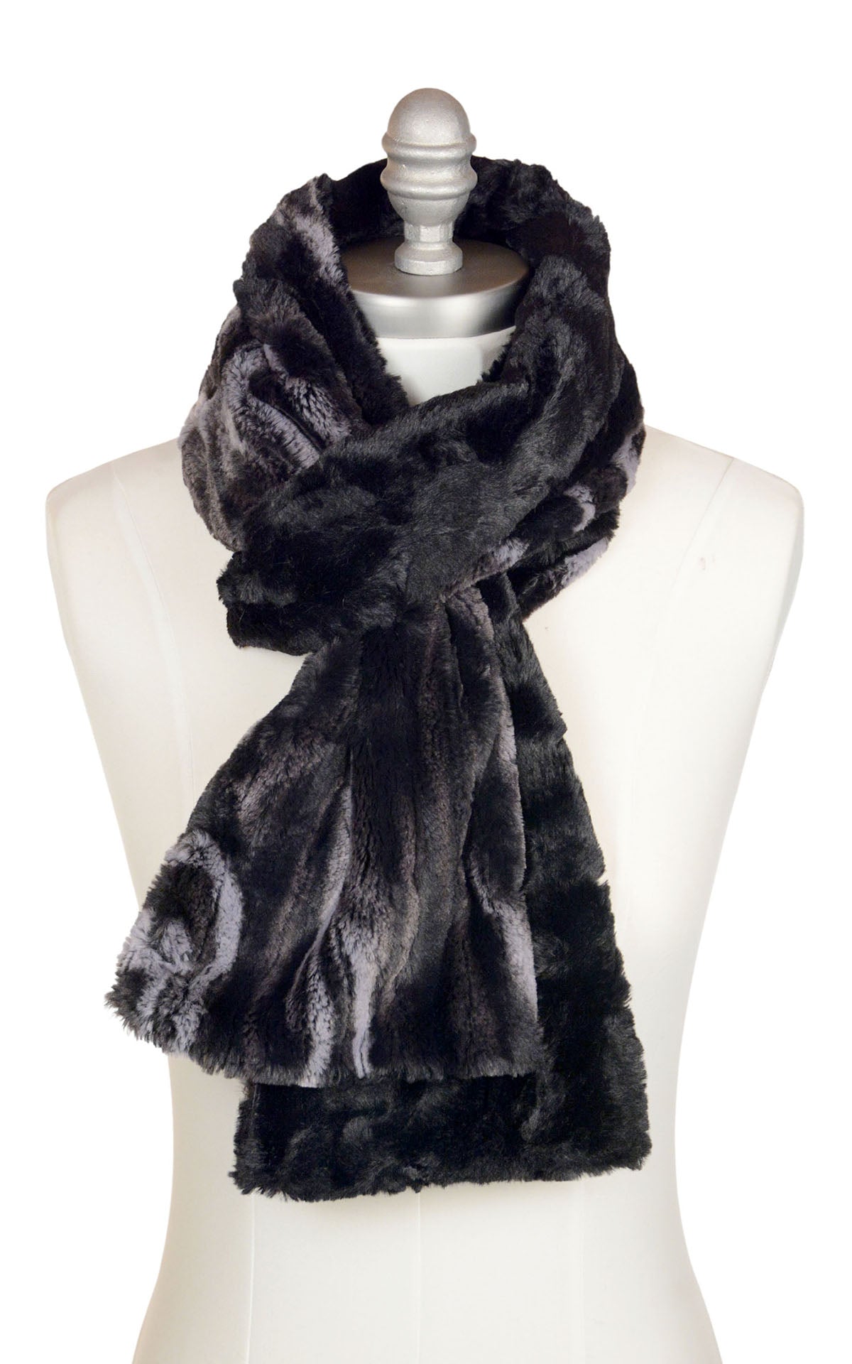 Classic Two-Tone Standard Scarf in Black Marble Dune Faux Fur with Cuddly Black handmade in Seattle, WA USA by Pandemonium Millinery