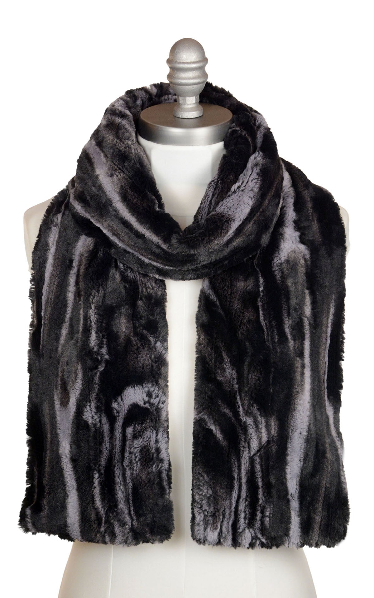  Women&#39;s Classic Scarf | Luxury Faux  Fur  Marble Dune in Black | Handmade in the USA by Pandemonium Seattle