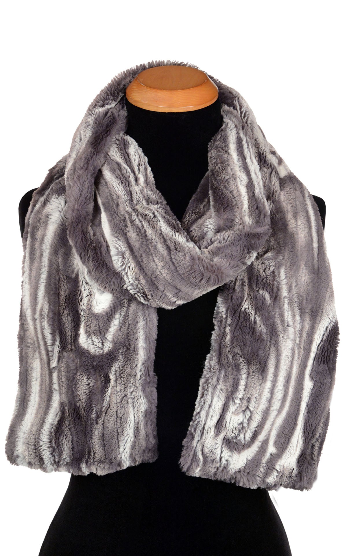 Classic Skinny Size Scarf in Black Marble Dune Faux  Fur handmade in Seattle, WA USA by Pandemonium Millinery