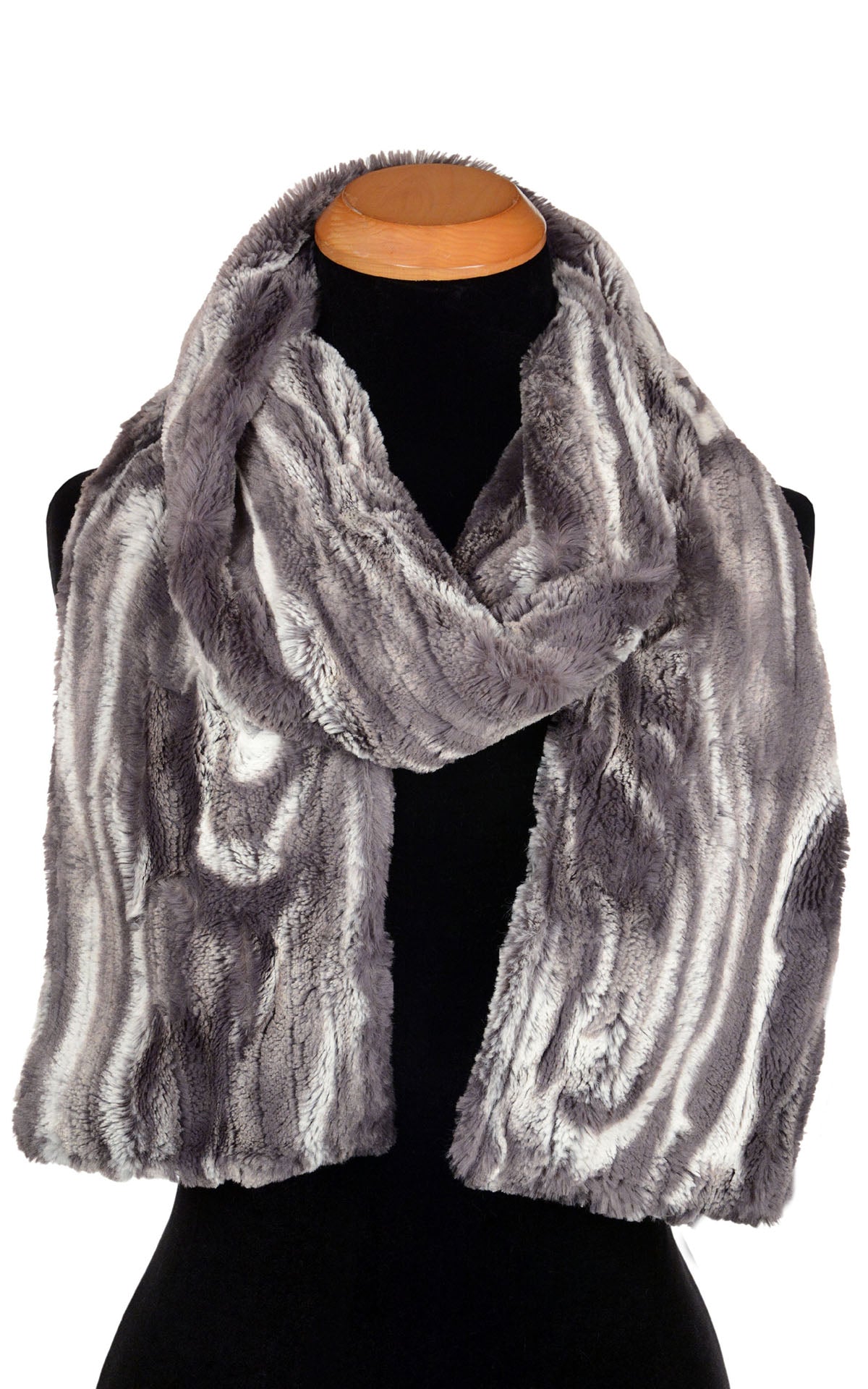 Classic Standard Size Scarf in Gray Marble Dune Faux  Fur handmade in Seattle, WA USA by Pandemonium Millinery