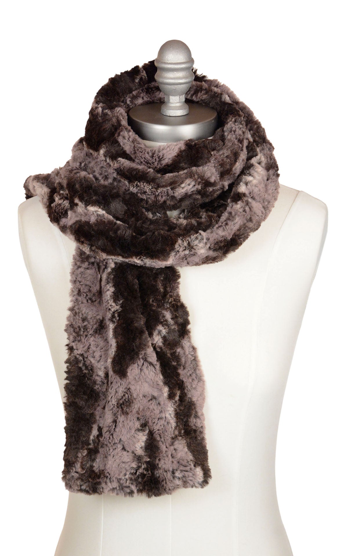 Women&#39;s  Classic Scarf | Luxury Faux Fur Mocha | Handmade in the USA by Pandemonium Seattle