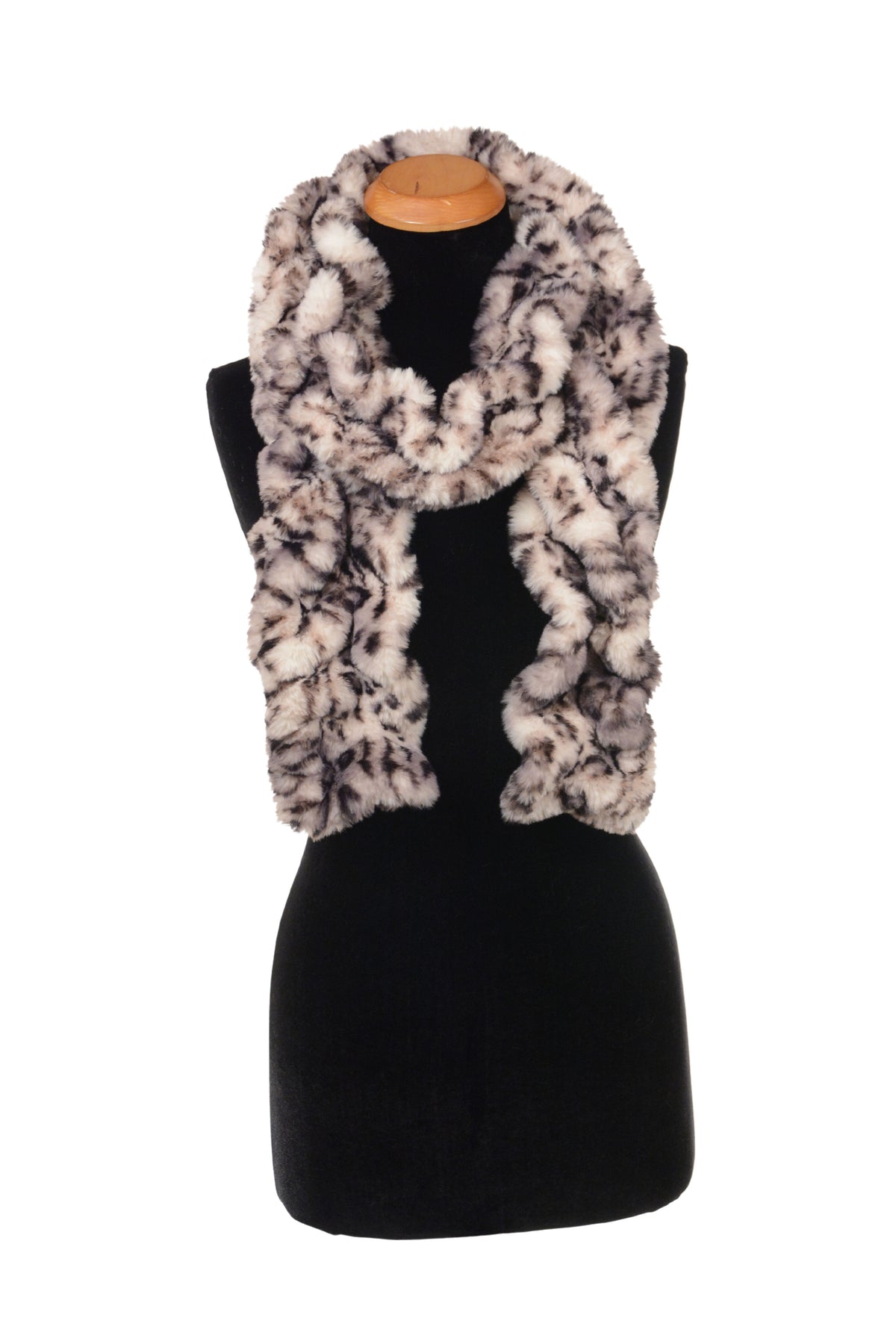 Scarf in Royal Opulence Snow Leopard Faux Fur Scarf. Handsewn in Seattle, WA, USA by Pandemonium Seattle.