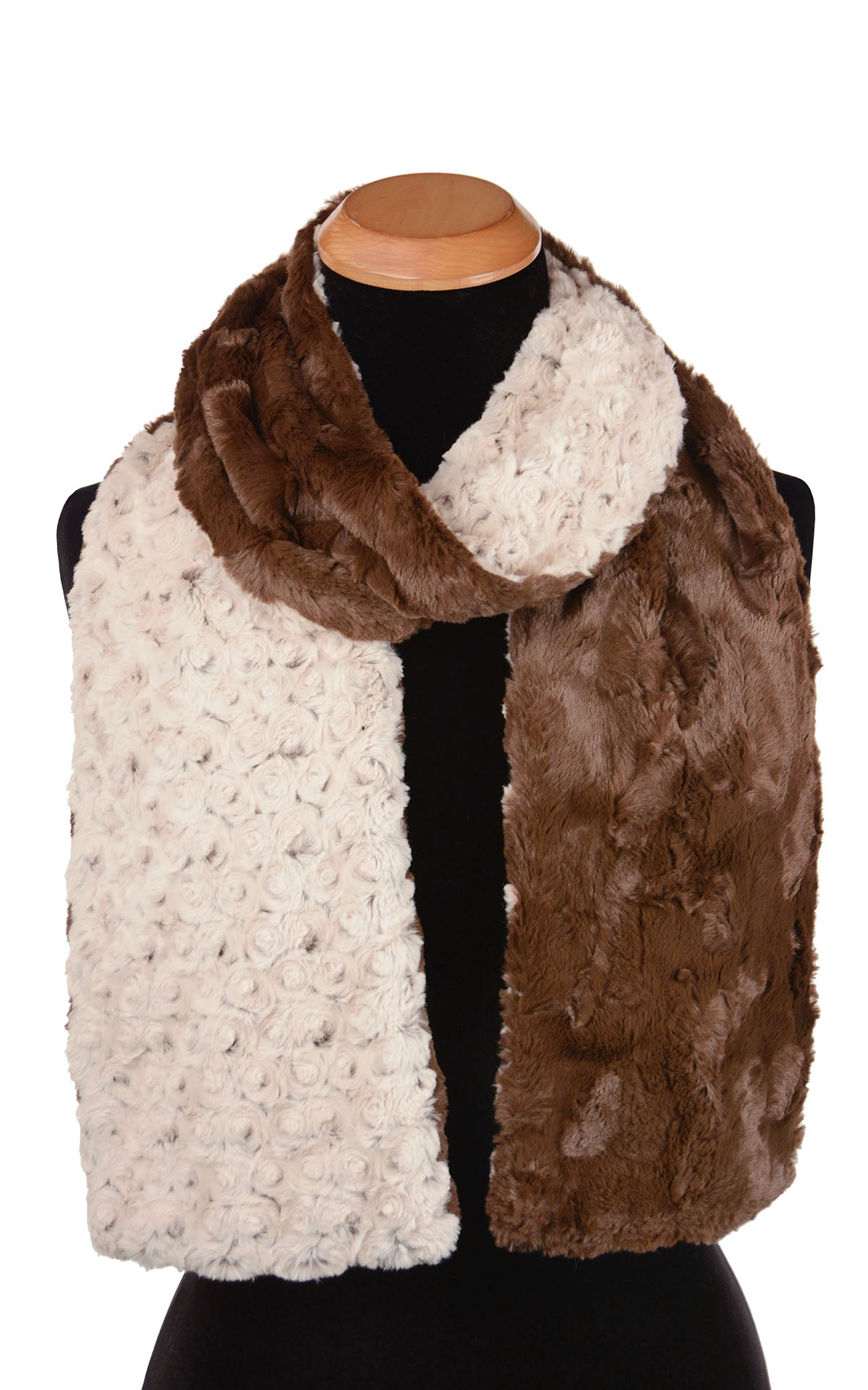 Classic Skinny Scarf Scarf | Rosebud in Black Faux Fur with Cuddly Black | Handmade in Seattle WA Pandemonium Millinery