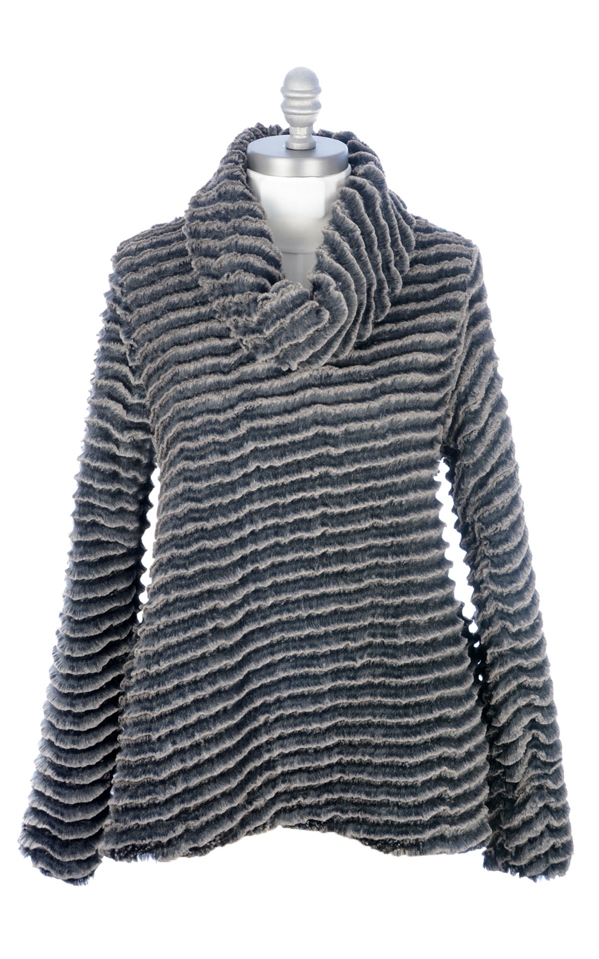 Cowl Pullover Tunic | Desert Sand Faux Fur in Charcoal (Sample) | Seattle, WA USA