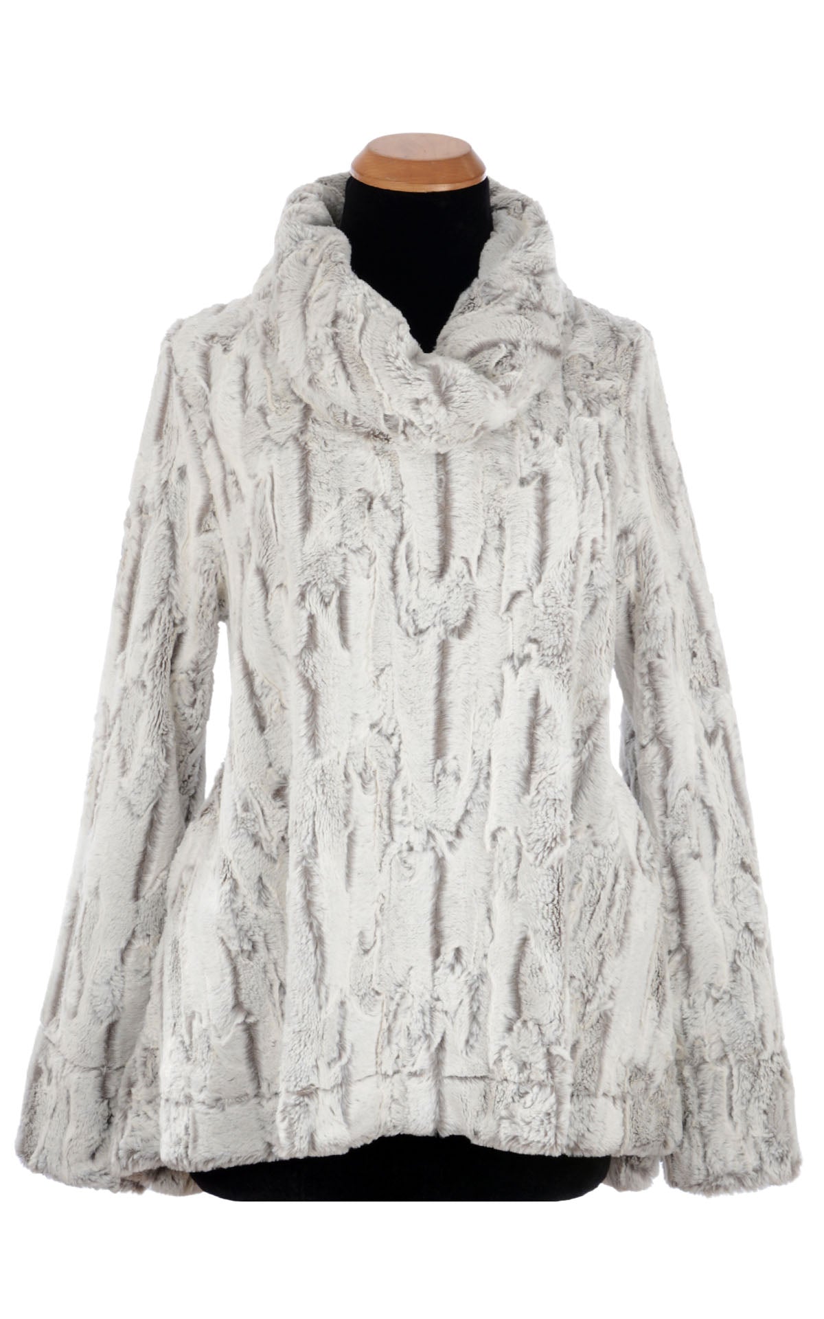 Model wearing a Cowl Pullover Tunic | Luxury Faux Fur in Khaki | Seattle, WA USA