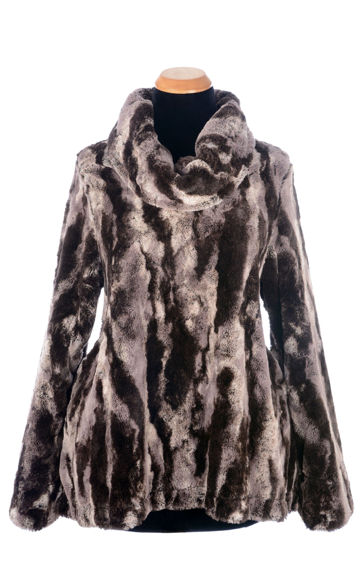 Cowl Pullover Tunic | Desert Sand Faux Fur in Charcoal (Sample) | Seattle, WA USA
