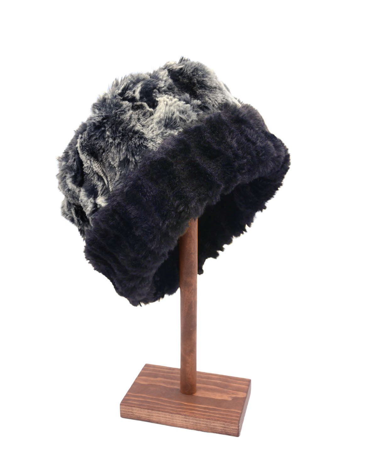 Men&#39;s Two-Tone Cuffed Pillbox | Cloudwalk and Cirrus in Shadow Faux Fur | Handmade In Seattle, WA, USA | By Pandemonium