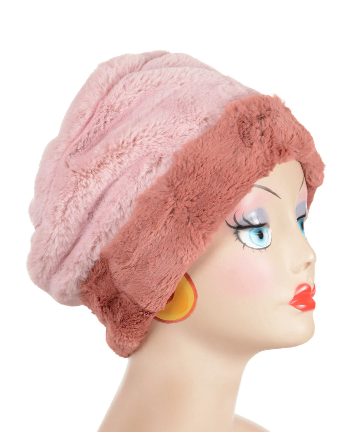 Cuffed Pillbox | Frosted Cedar Faux Fur with a Copper River reverse | Handmade USA by Pandemonium Seattle