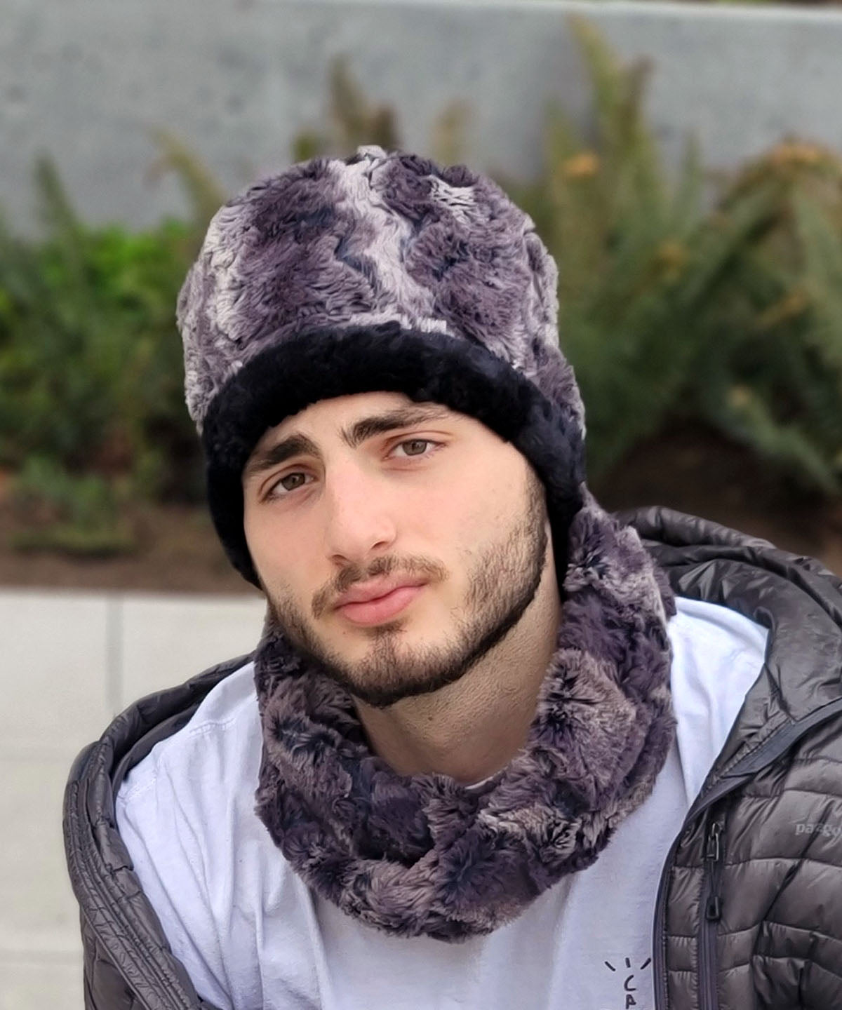 Men's Cuffed Pillbox | Muddy Waters and Cuddly Black Faux Fur | Pandemonium Millinery Handmade USA