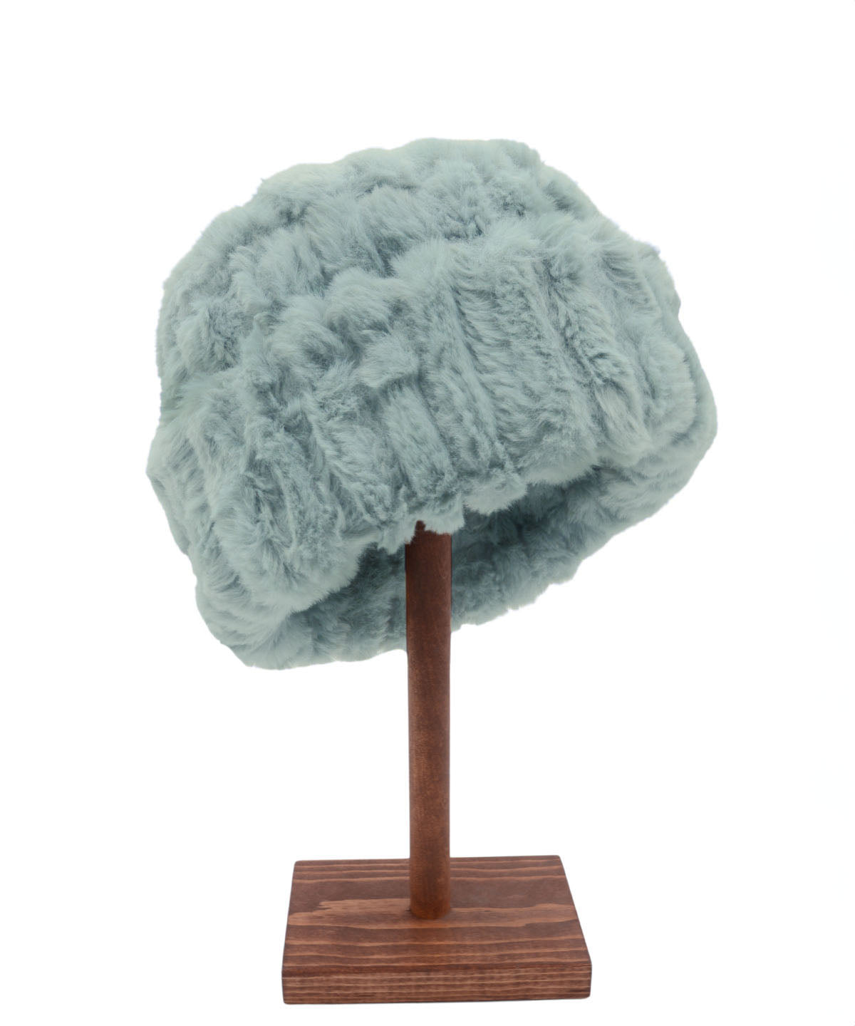 Men's  Solid Cuffed Pillbox | Cirrus in Blue Mist Faux Fur | Handmade in Seattle WA USA | By Pandemonium  