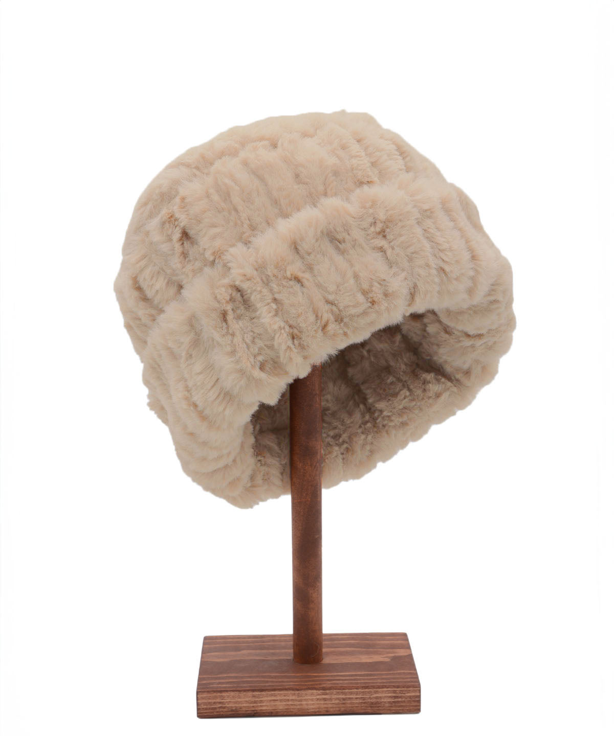 Men's Cuffed Pillbox Solid | Cirrus in Honey Faux Fur | Handmade in Seattle WA USA | By Pandemonium Millinery