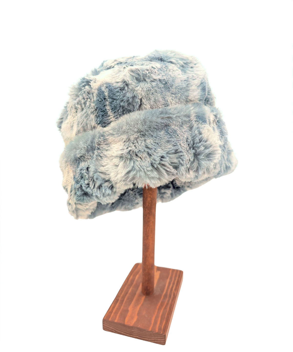 Men&#39;s Solid Cuffed Pillbox | Cloudwalk Faux Fur Blue Mist | Handmade In Seattle, WA, USA | By Pandemonium