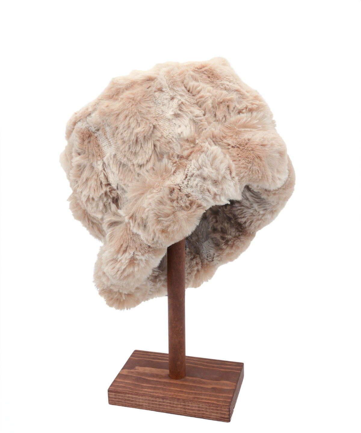 Men&#39;s Cuffed Pillbox Solid | Cloudwalk Honey Faux Fur | Shown Uncuffed | Handmade In Seattle, WA, USA | By Pandemonium