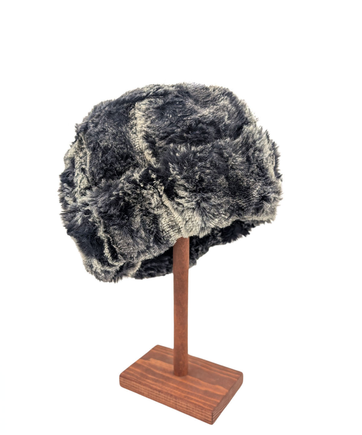 Men&#39;s Solid Cuffed Pillbox | Cloudwalk Shadow Faux Fur | Handmade In Seattle, WA, USA | By Pandemonium