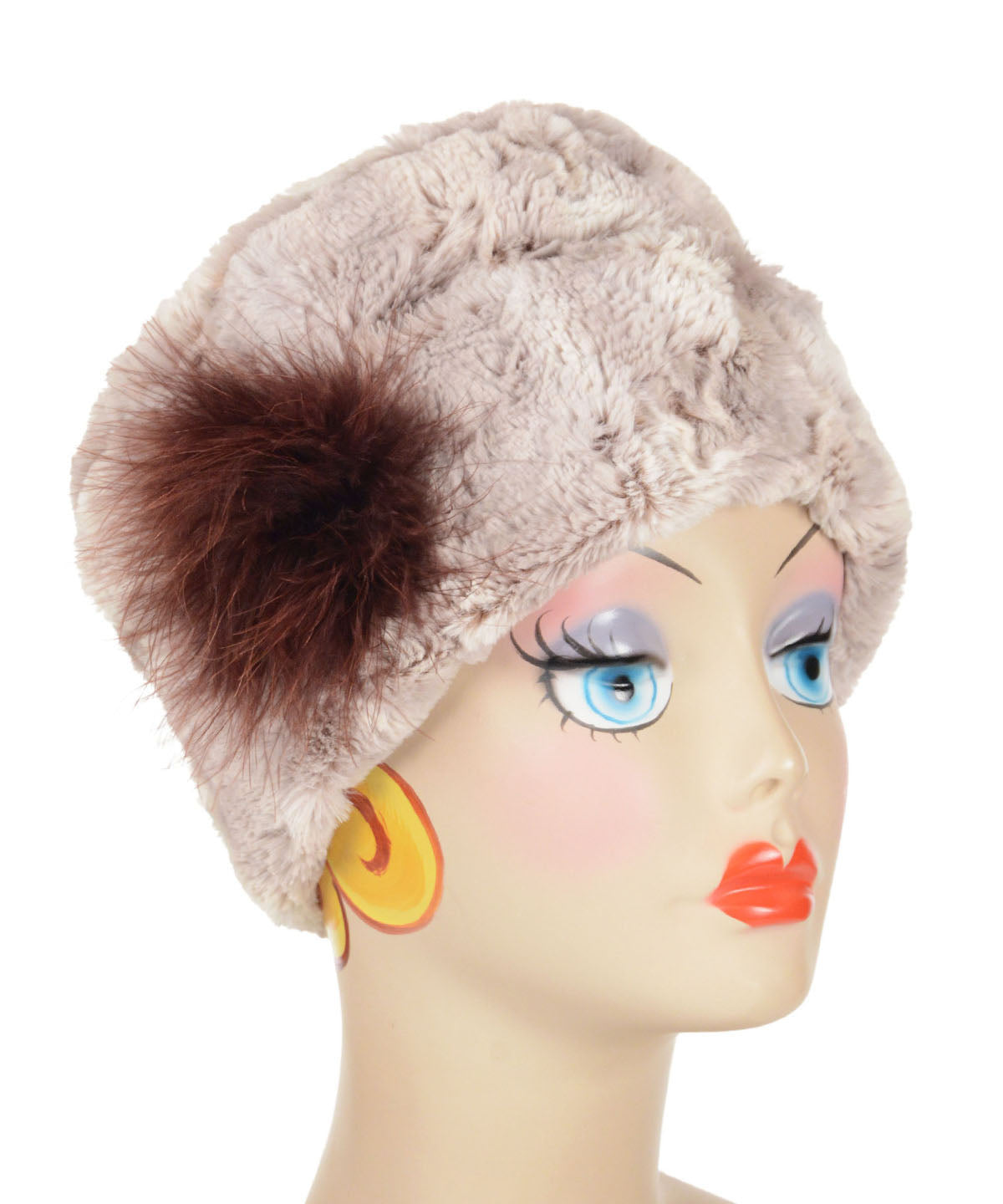 Cuffed Pillbox | Shown in Café Au Lait Faux Fur |  Handmade by Pandemonium Seattle USA