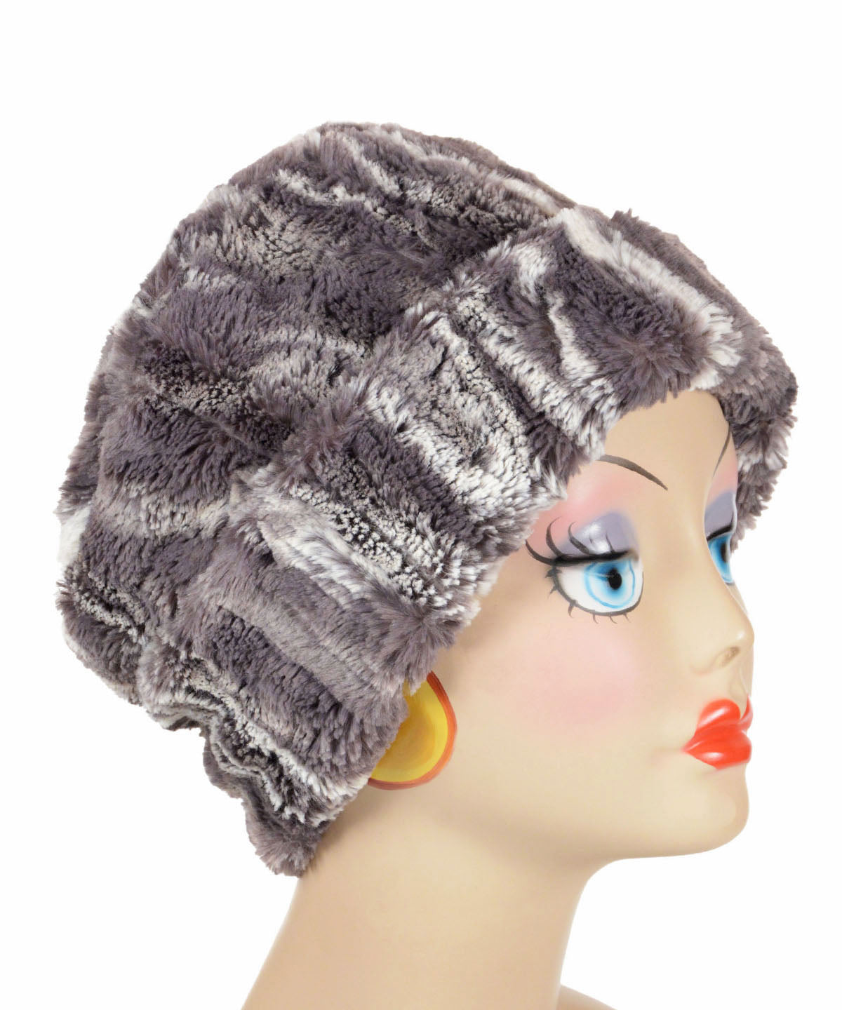 Cuffed Pillbox in Gray Marble Dune Faux Fur handmade in Seattle, WA USA by Pandemonium Millinery