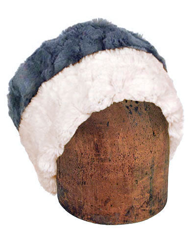 Men's Cuffed Pillbox Two-Tone | Cuddly Faux Fur in Slate with Sand | handmade Seattle, WA USA by Pandemonium Millinery