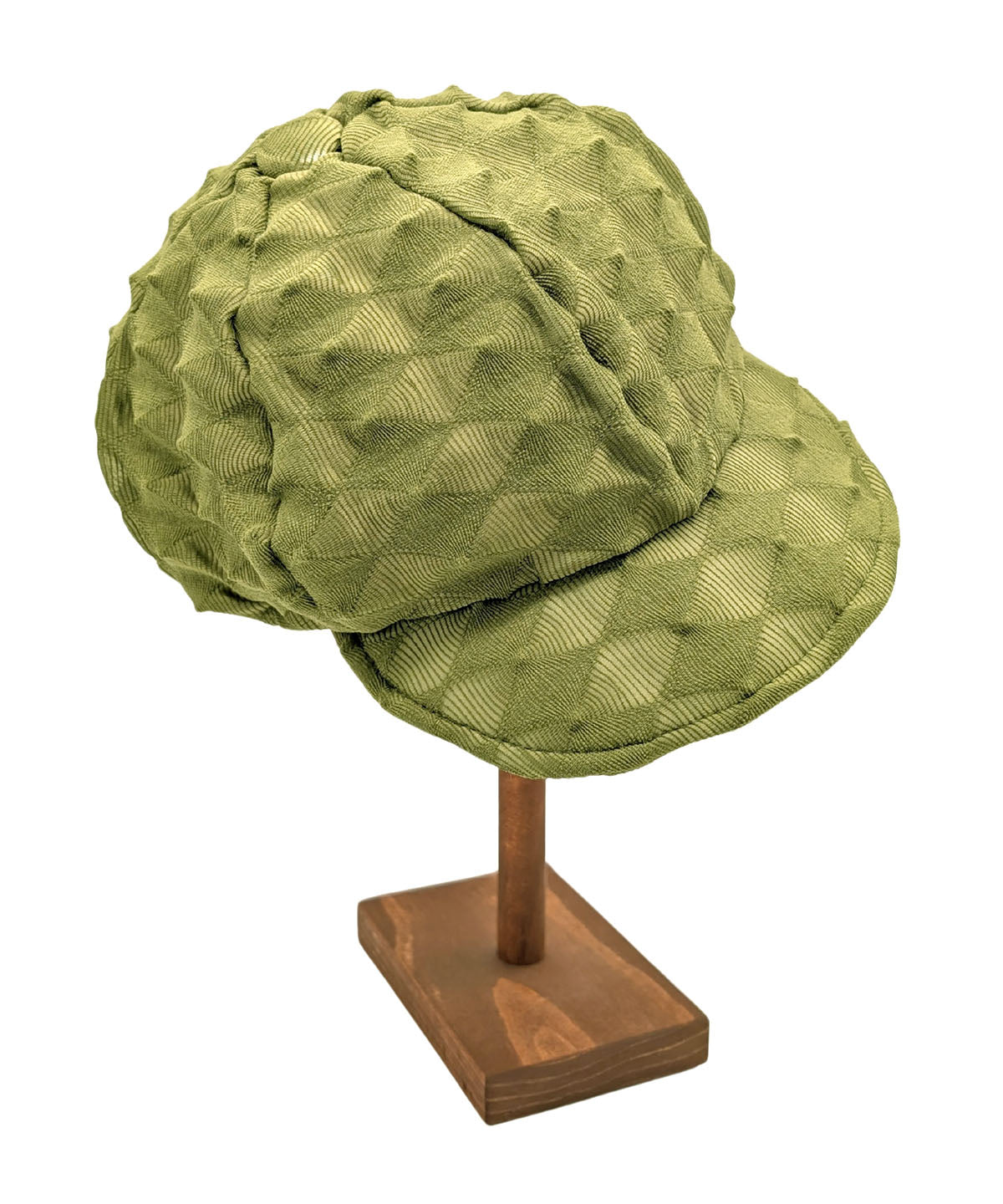 Top View of Dianne Cap shown in Avocado Fractal Handmade in USA by Pandemonium Millinery