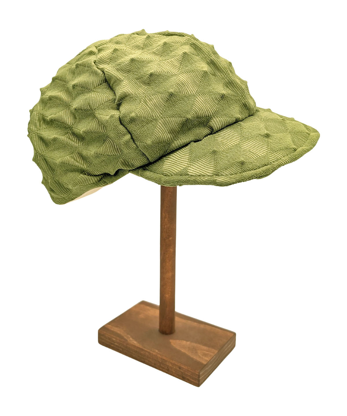 Dianne Cap shown in Avocado Fractal Handmade in USA by Pandemonium Millinery