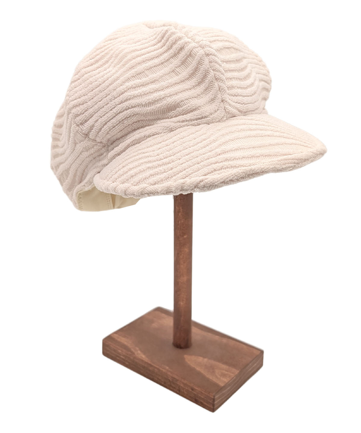 Front View Dianne Cap shown in Cream Fractal Handmade in USA by Pandemonium Millinery