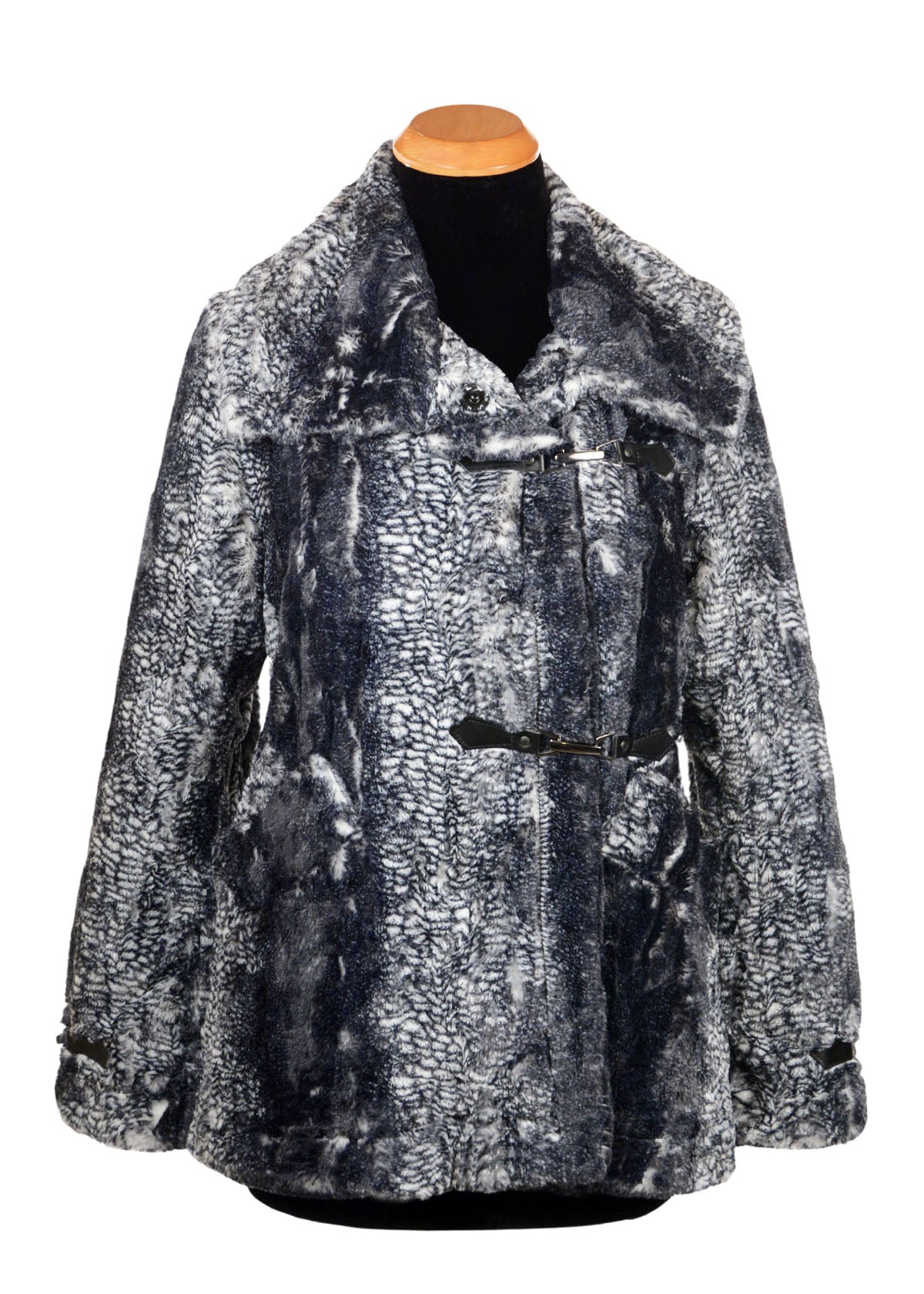 Dietrich Coat | Shown in Luxury Faux Fur in Black Mamba | Handmade by Pandemonium Seattle