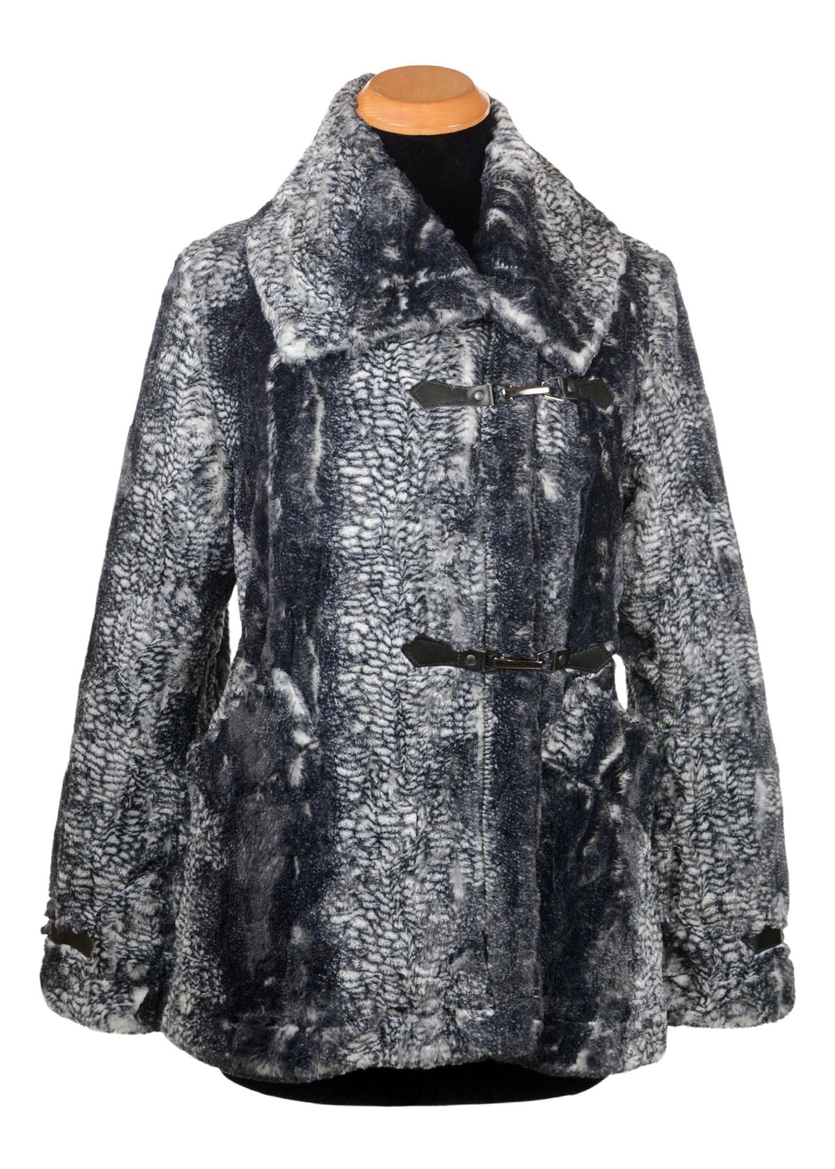 Dietrich Coat | Luxury Faux Fur in Black Mamba | Handmade in Seattle Wa | Pandemonium Seattle