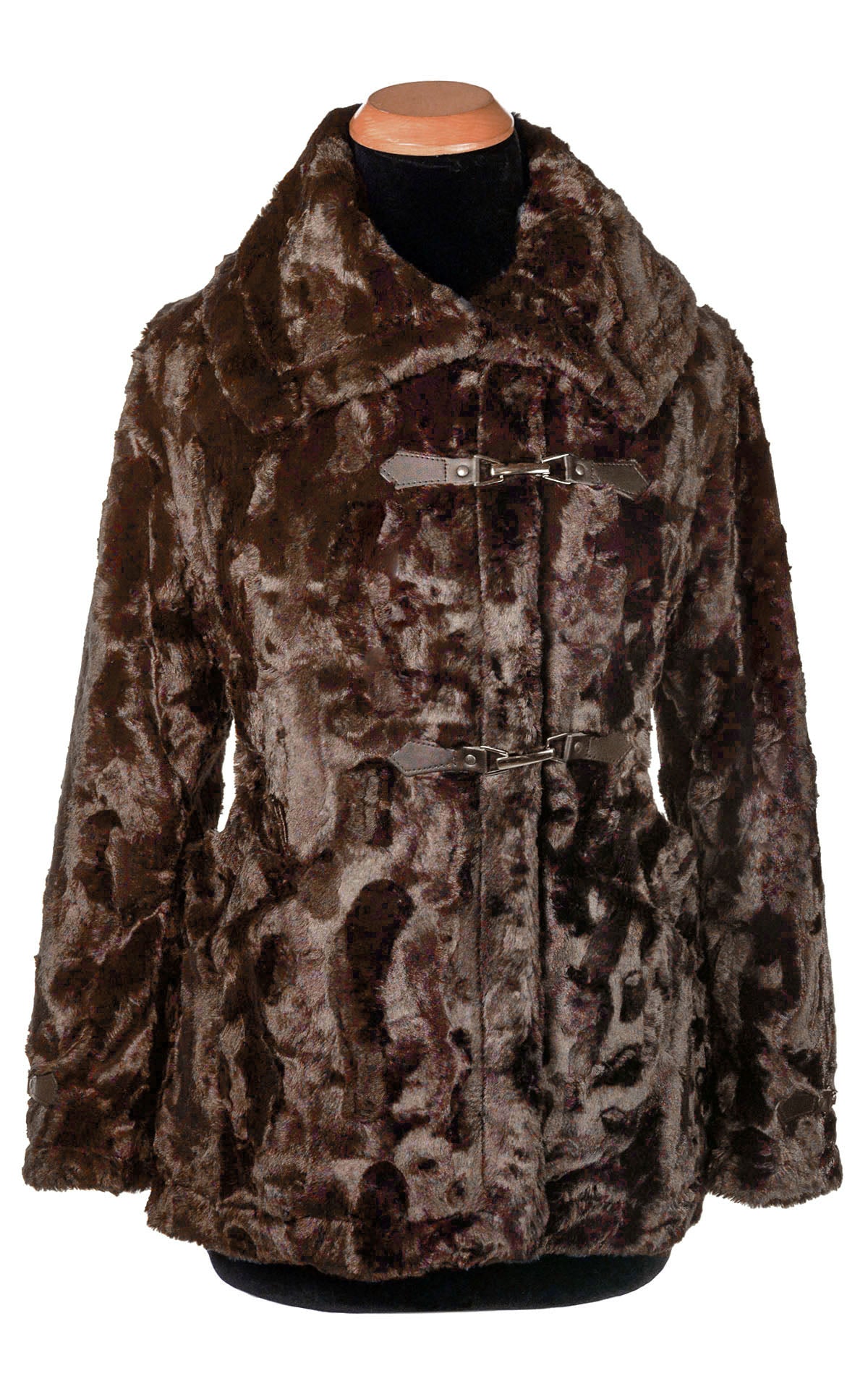 Dietrich Coat - Cuddly Faux Fur in Chocolate - by Pandemonium Millinery