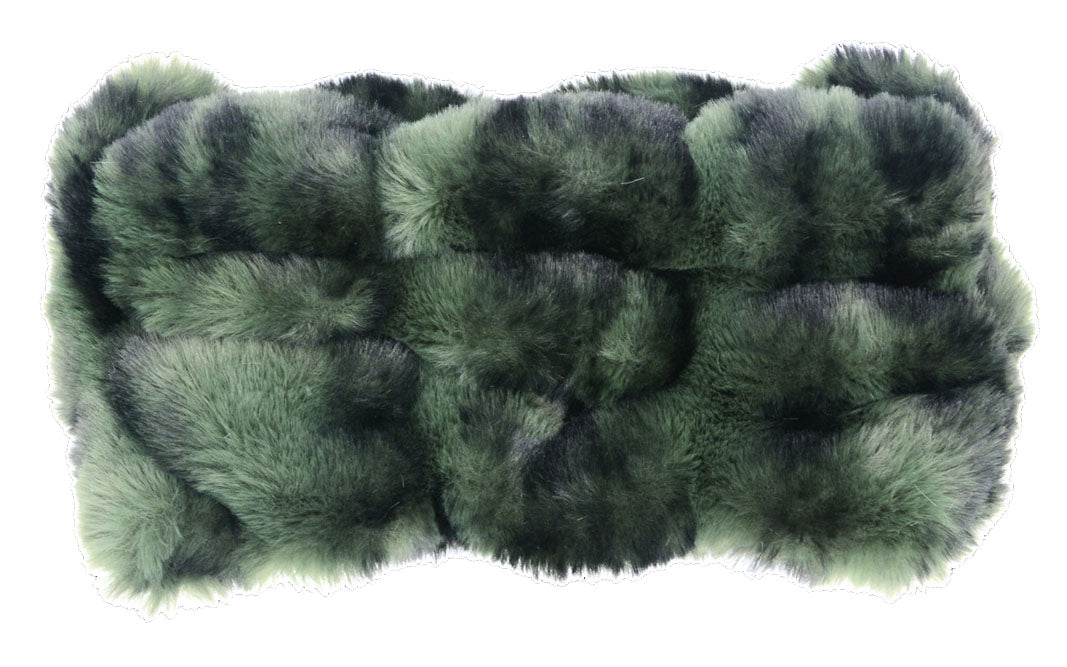 Black Pine Ear / Neck Cozy in Royal Opulence faux fur. Handmade by Pandemonium Seattle.