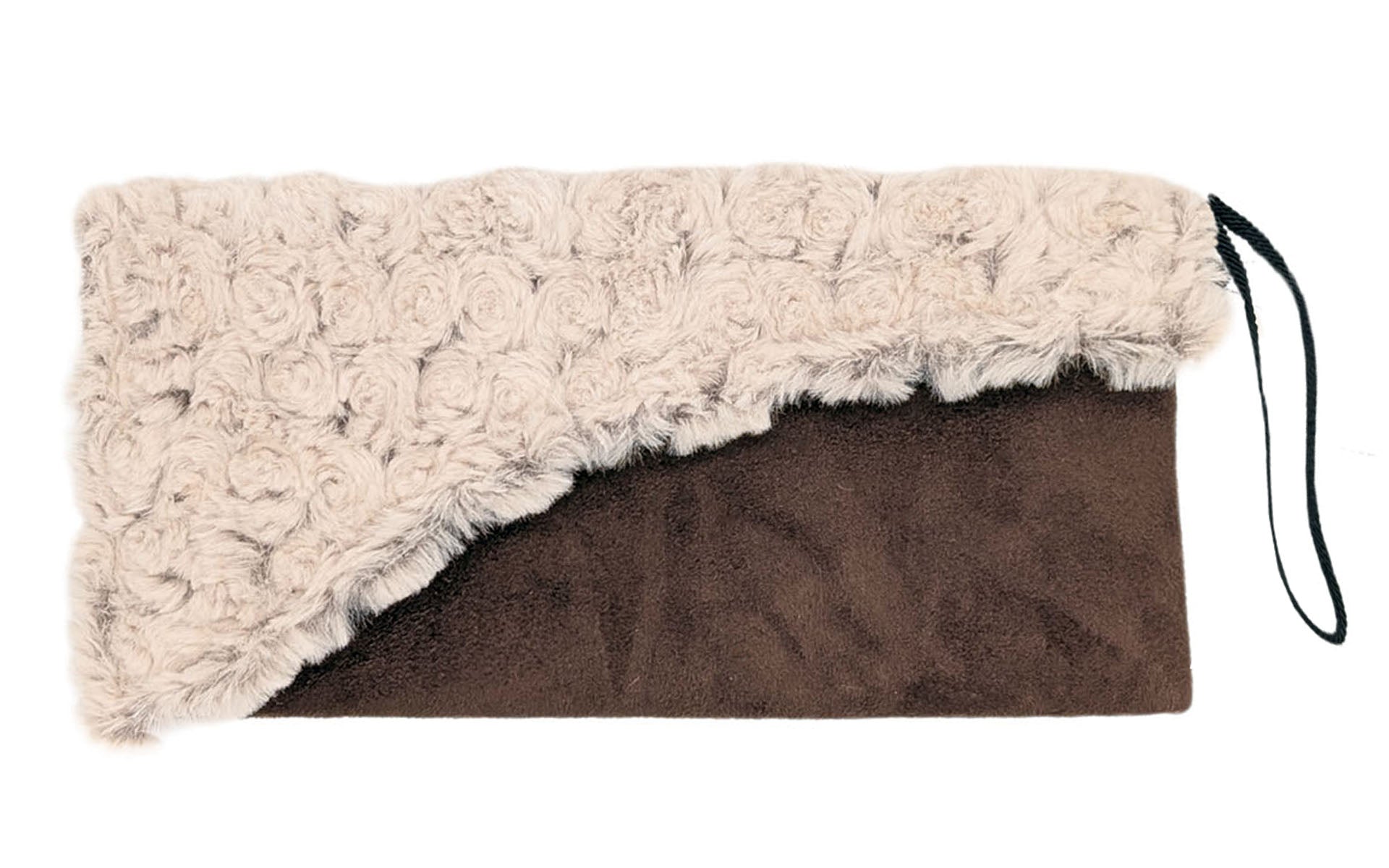 Envelope Clutch with Contrasting Flap - Rosebud in Brown Faux Fur with Brown Faux Suede Handbag Pandemonium Millinery