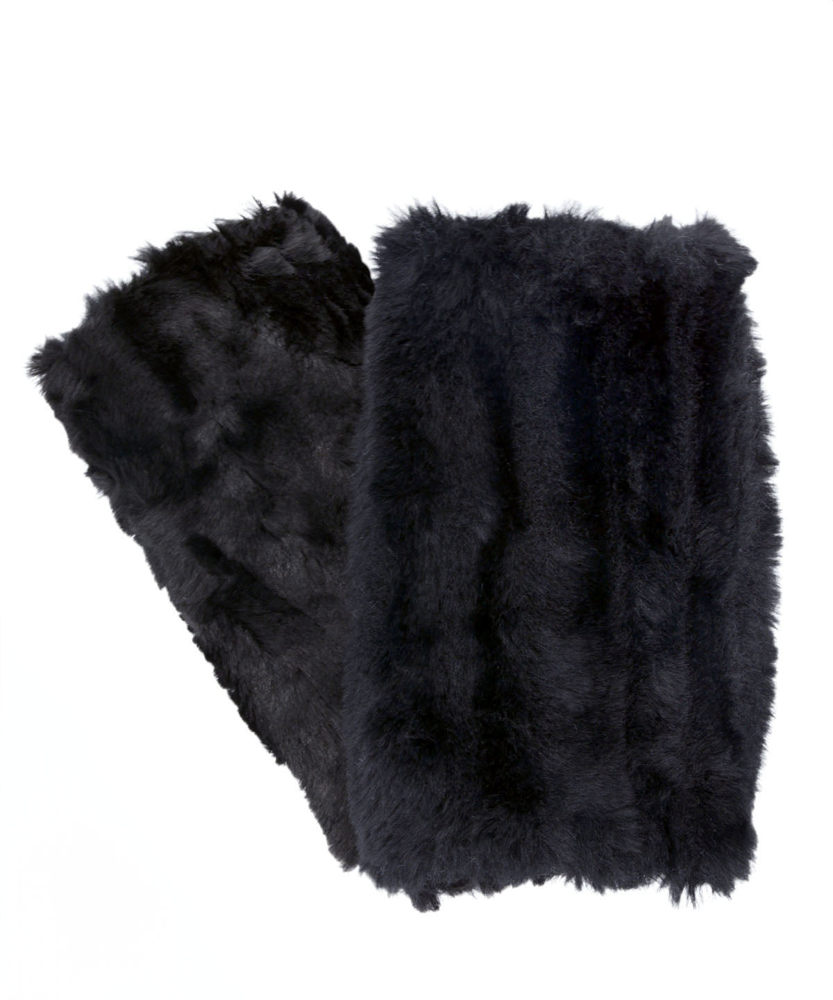 Men's Fingerless Gloves | Cirrus Faux Fur in Shadow with Cuddly Black Faux Fur | Handmade in Seattle, WA USA | By Pandemonium 