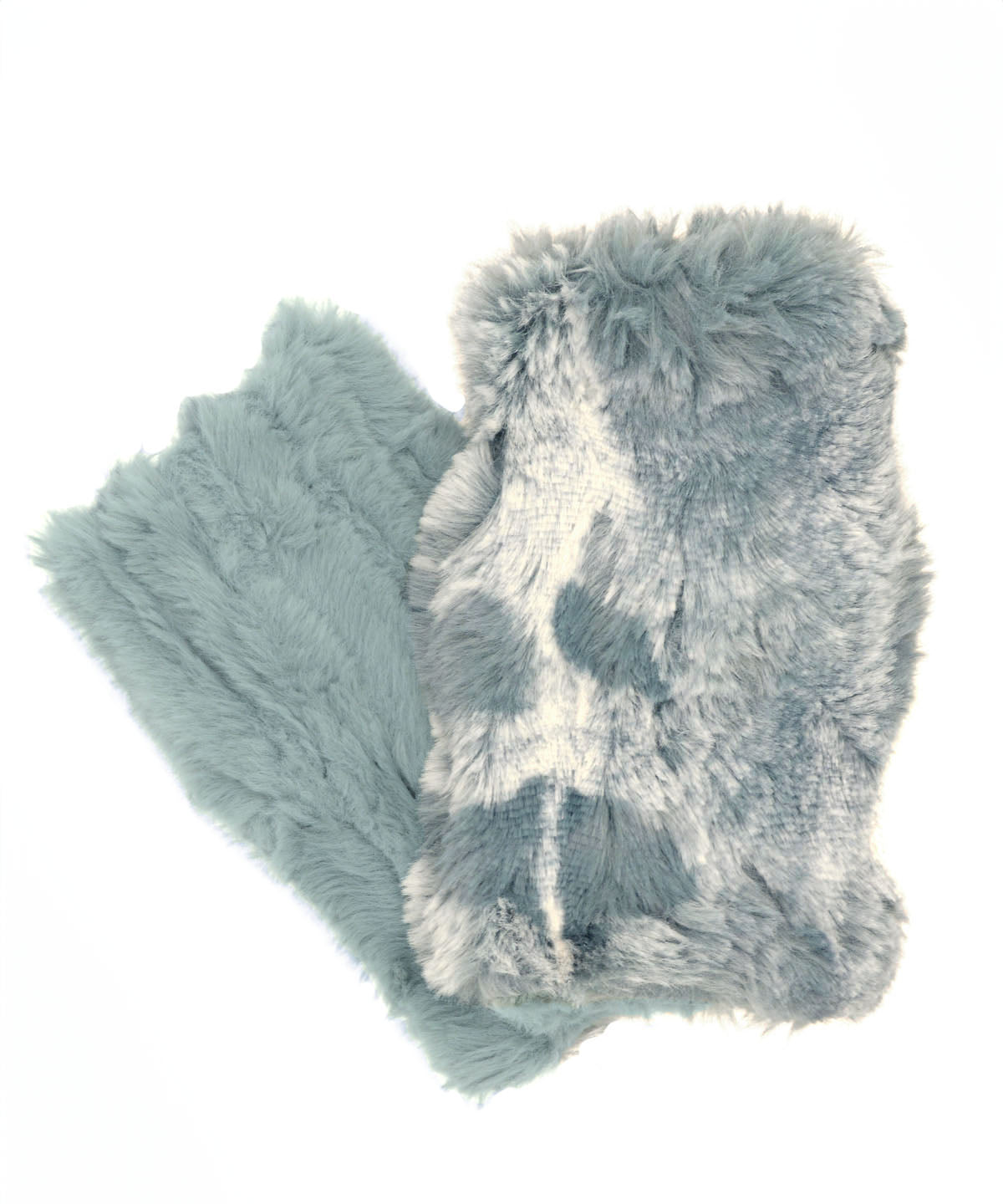 Men's Fingerless Gloves |  Cloudwalk and Cirrus Faux Fur in Blue Mist | Faux Fur | Handmade in Seattle, WA USA | By Pandemonium Seattle