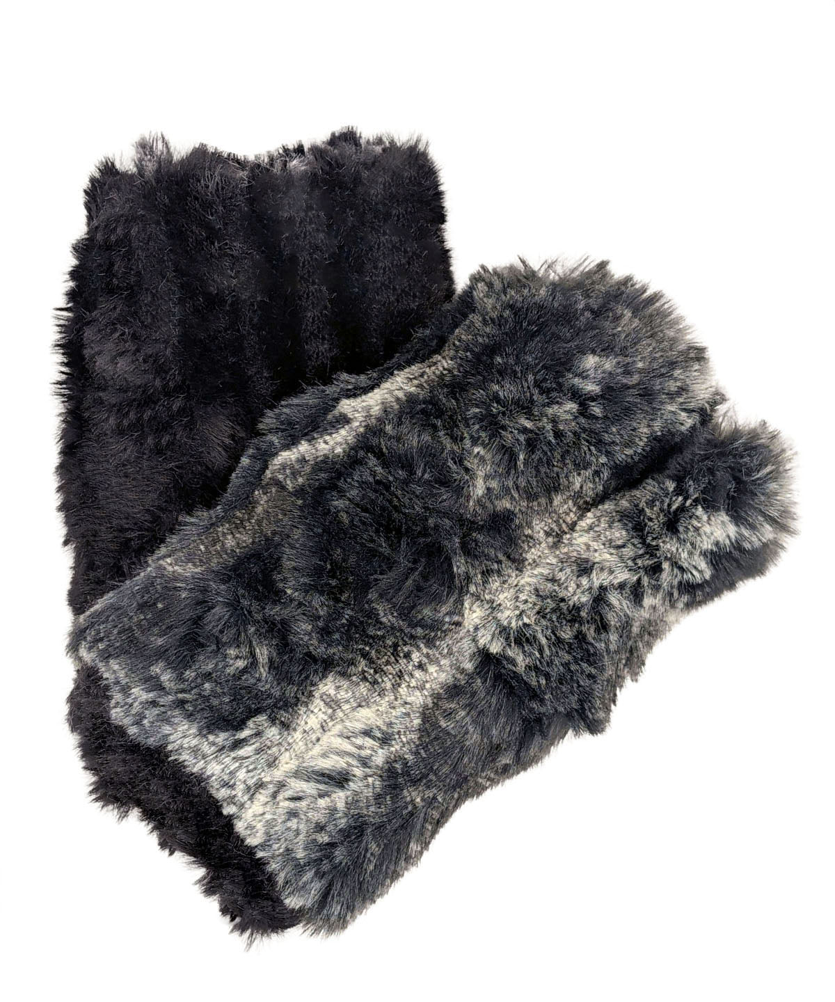 Men's Fingerless Gloves | Cloudwalk and Cirrus  Shadow Faux Fur | Faux Fur | Handmade in Seattle, WA USA | By Pandemonium Millinery