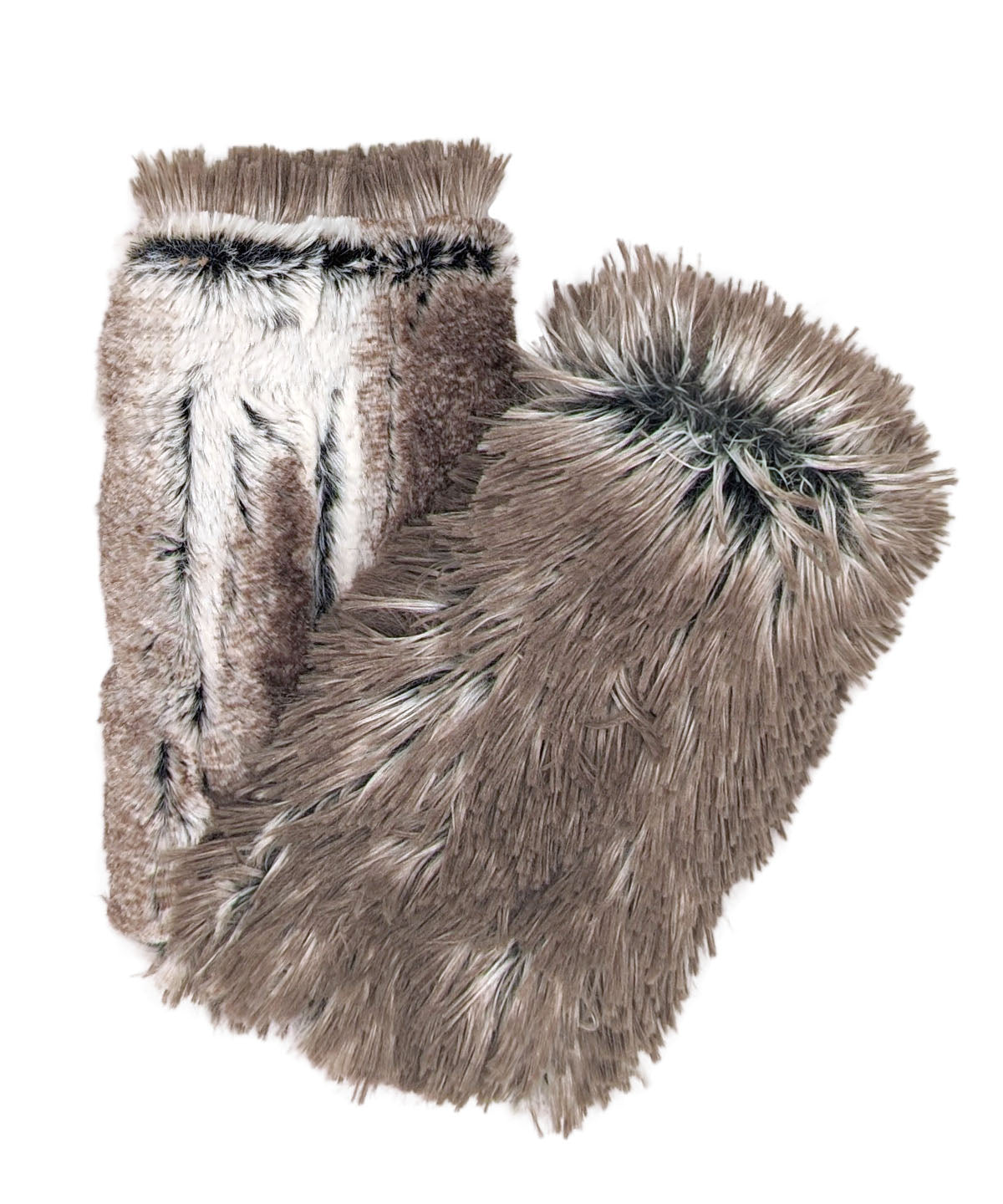 Fingerless / Texting Gloves, Reversible - Luxury Faux Fur in Birch