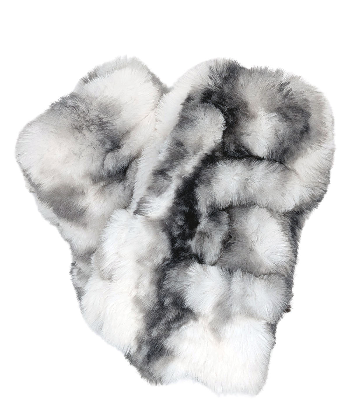 Royal Opulence Faux Fur Fingerless Gloves in Aspen. Made in Seattle, WA, USA. Pandemonium Seattle.