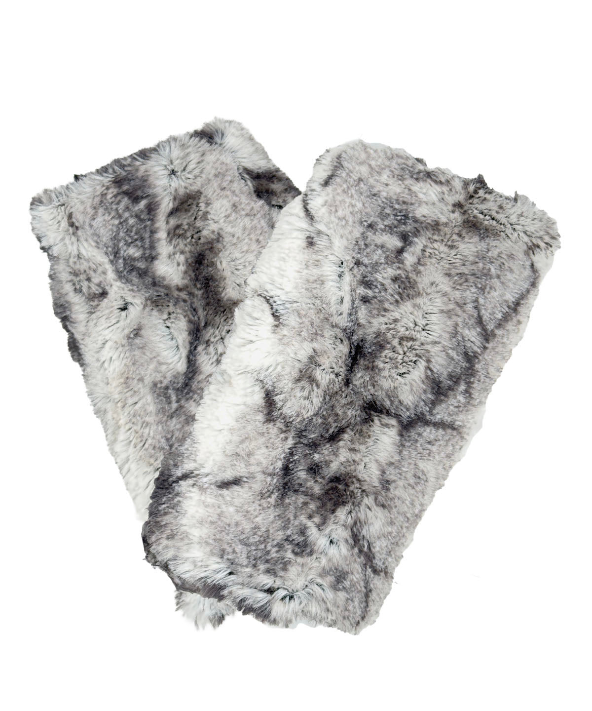 Fingerless Gloves in Classic Luxury Smoke Show Faux Fur, and lined with Cuddly Smoky Faux Fur. Made in Seattle, WA, USA by Pandemonium Seattle.