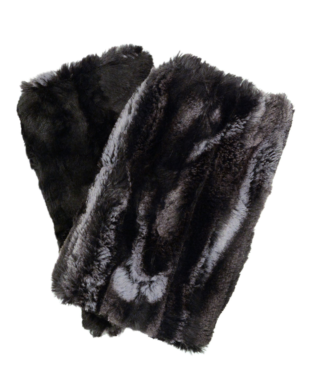 Men's Fingerless Gloves in Black Marble Dune Faux Fur handmade in Seattle, WA USA by Pandemonium Millinery