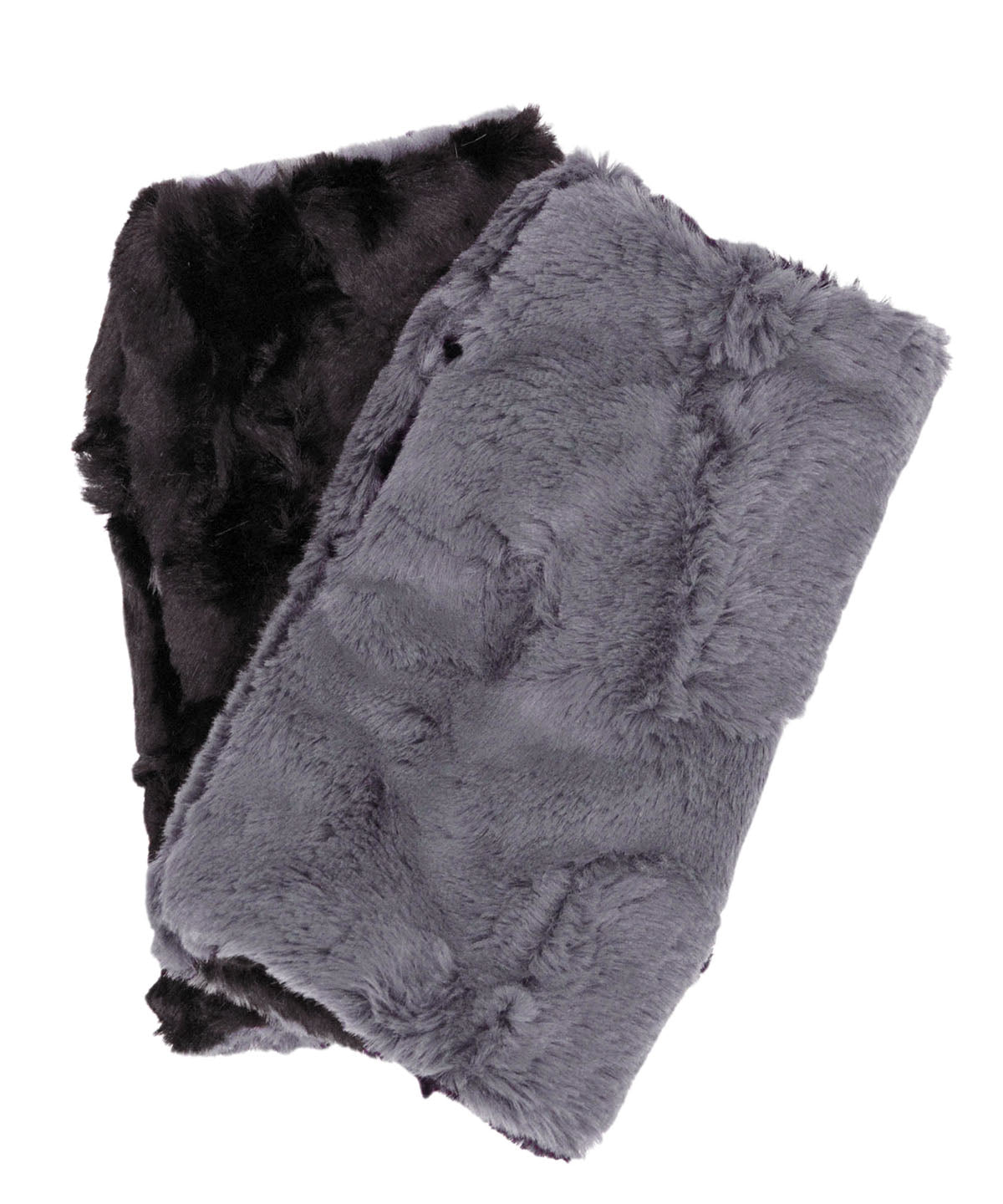 Men&#39;s Fingerless / Texting Gloves, Reversible - Cuddly Faux Fur in Cool Gray