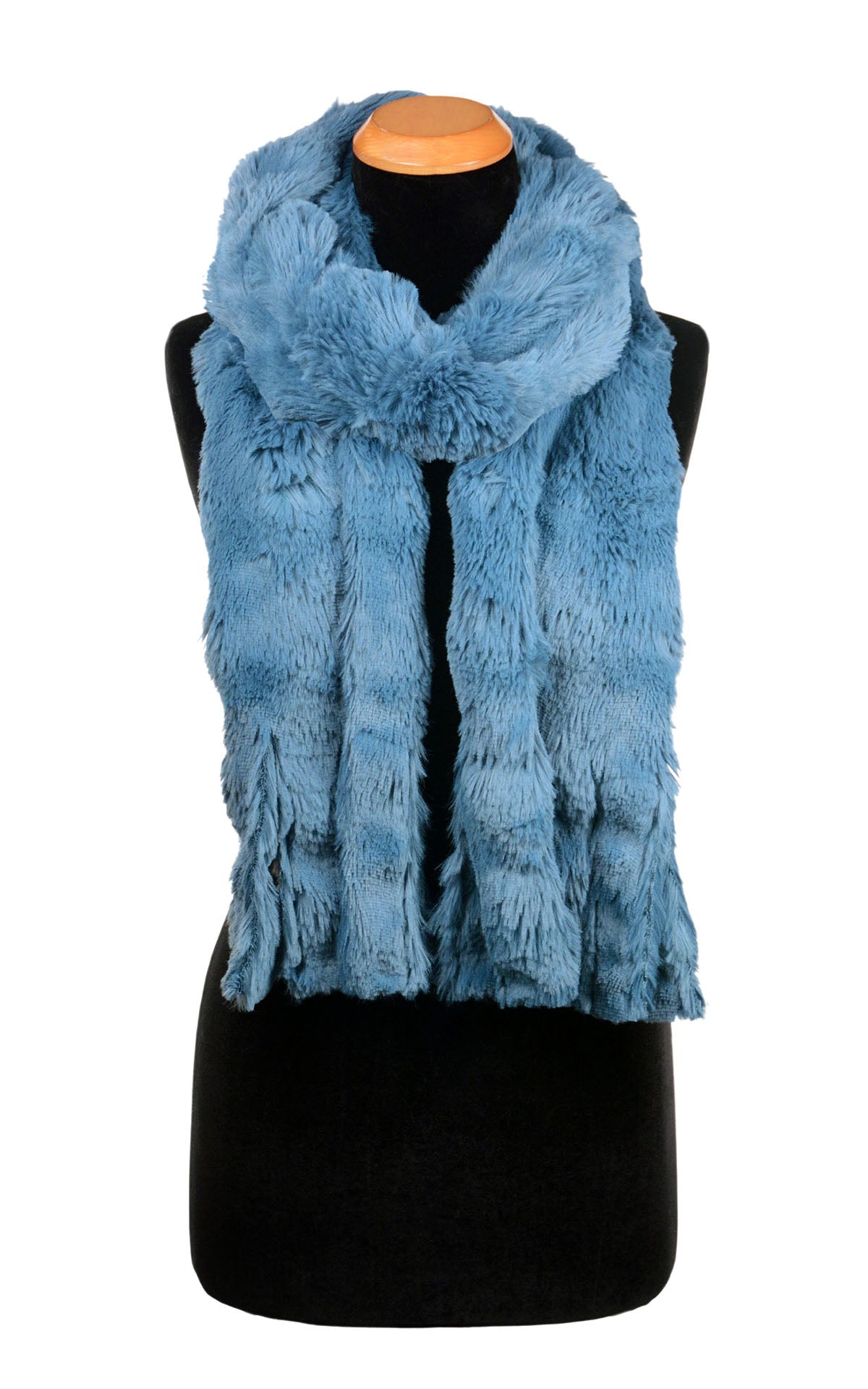 Fringe Scarf in Bluebell Enchanted Dreams Faux Fur handmade in Seattle WA by Pandemonium Millinery