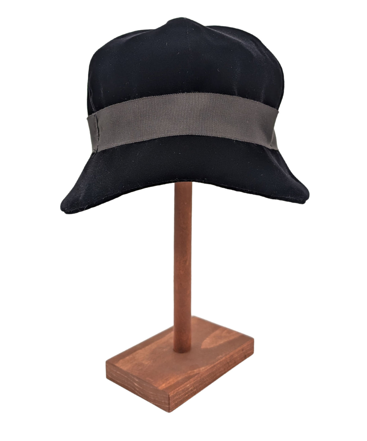 Grace Cloche Style Hat | Velvet in Black  with Black Grosgain Band | Handmade By Pandemonium Millinery | | Seattle WA USA