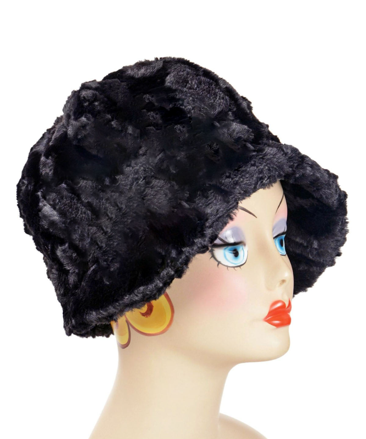 Grace Hat | Cuddly Black Faux Fur | Handmade USA Pandemonium Millinery