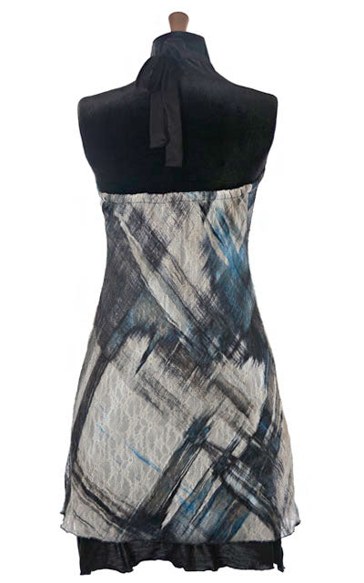 Halter Dress Back View | Lovely Lace in Blue with Abyss Jersey Knit | Handmade in Seattle, WA by Pandemonium Millinery