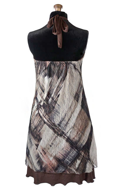 Halter Dress Back View | Lovely Lace in Pink with Terra Jersey Knit | Handmade in Seattle, WA by Pandemonium Millinery