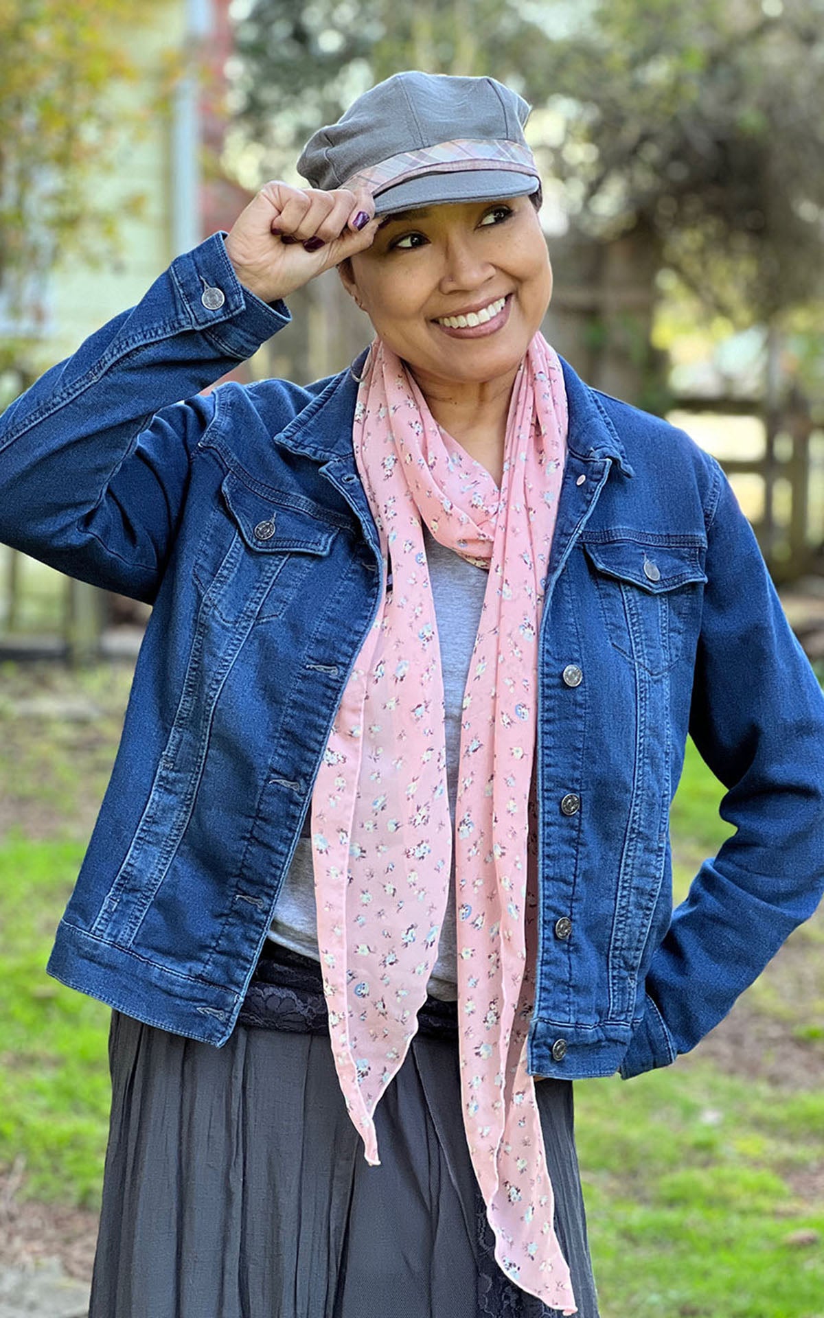 Handkerchief Scarf in Rosie Posie Chiffon Handmade by Pandemonium Millinery in USA