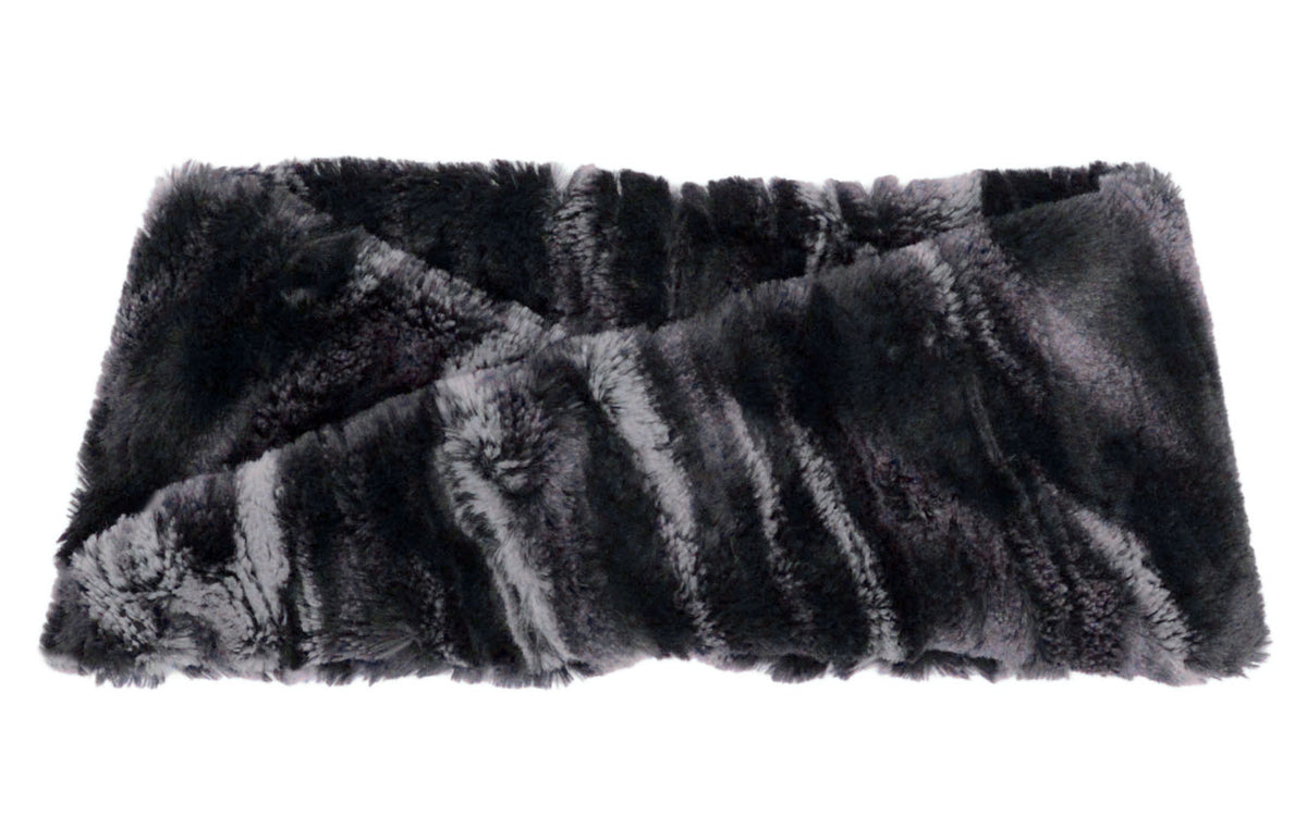 Headband in Black Marble Dune Faux Fur handmade in Seattle, WA USA by Pandemonium Millinery