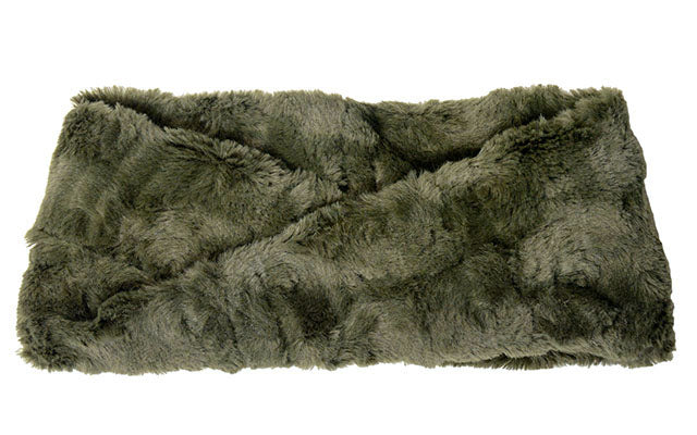 Women's Headband in Cuddly Faux Fur in Army Green - Handmade in Seattle WA USA